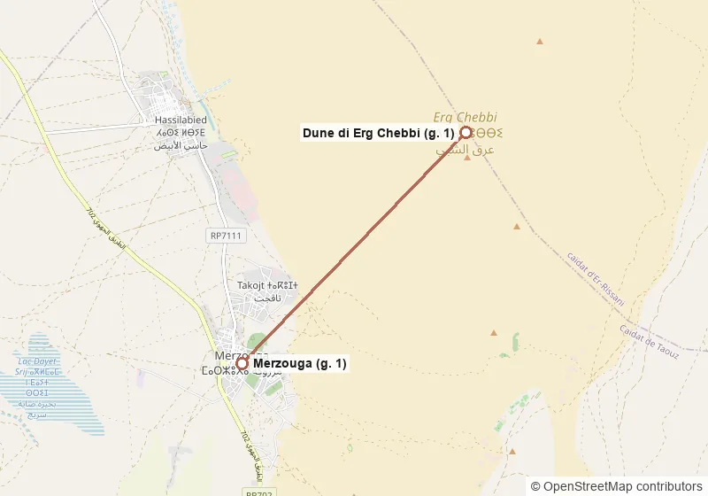 Mappa del percorso: Merzouga, Dune di Erg Chebbi.