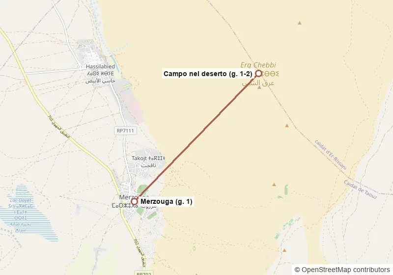 Mappa del percorso: Merzouga, Campo nel deserto, Merzouga.
