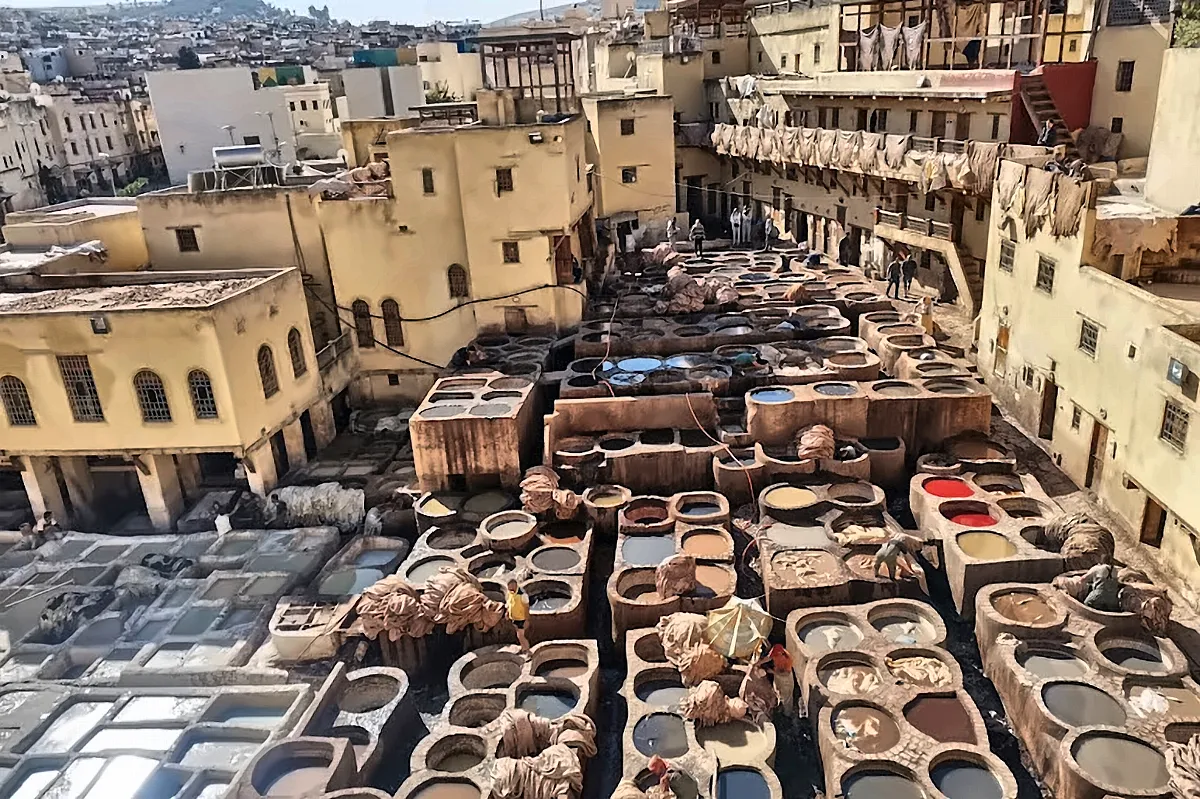Le vasche di tintura delle concerie Chouara a Fes